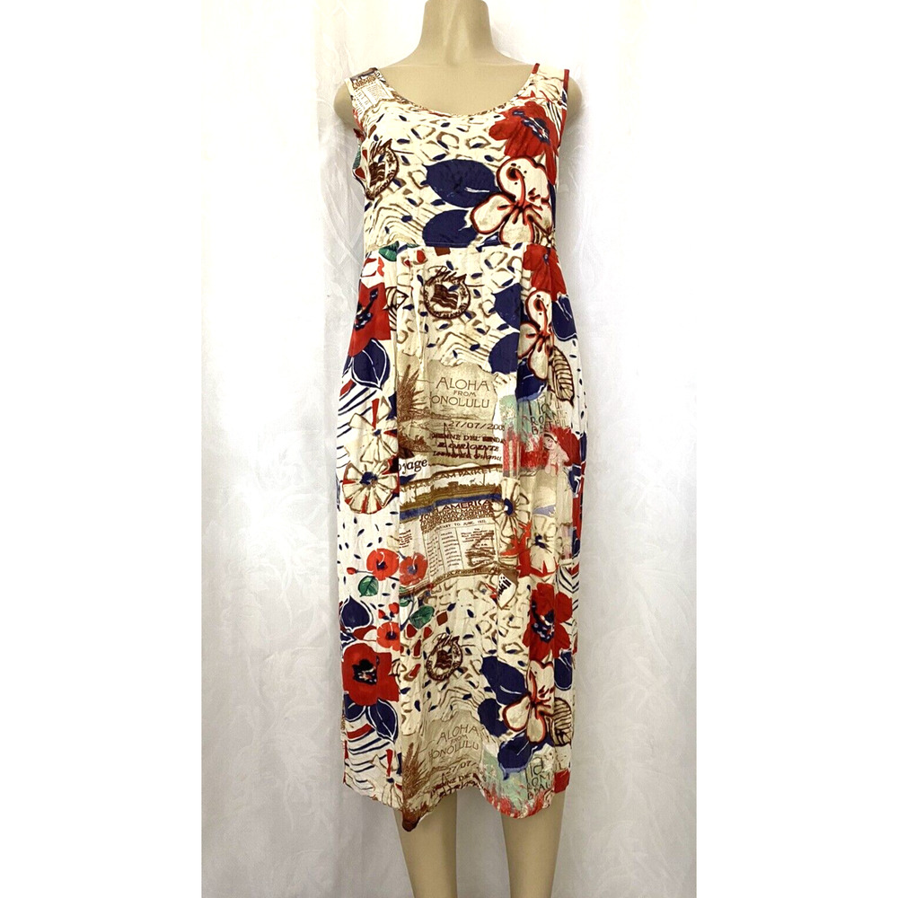 Jams World Midi Passport W334 Dress Sundress Floral Sleeveless Scoop Nec…